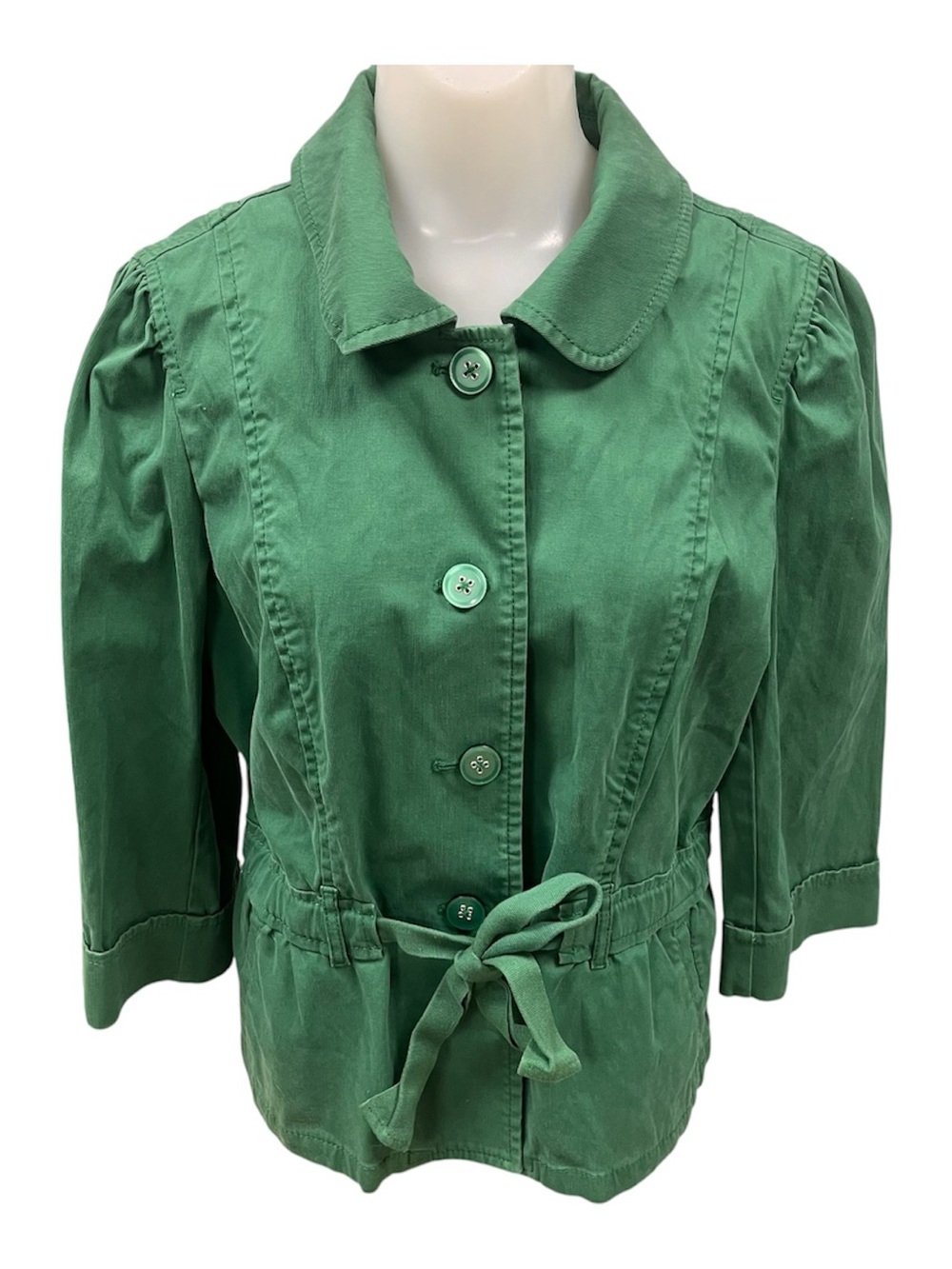 Vintage Y2K Ann Taylor LOFT Green Drawstring Waist Jacket size 10